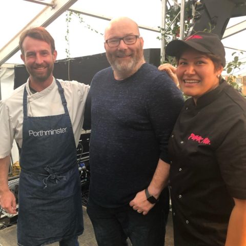 Amy with Steve Ashworth and Nick Smith at 2019 Truro Food Festival